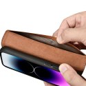 2w1 etui skórzany pokrowiec z klapką iPhone 14 Pro Max Anti-RFID Wallet Case brązowy ICARER