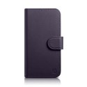 2w1 etui skórzany pokrowiec z klapką iPhone 14 Pro Max Anti-RFID Wallet Case ciemnofioletowy ICARER