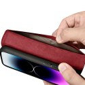 2w1 etui skórzany pokrowiec z klapką iPhone 14 Pro Max Anti-RFID Wallet Case czerwony ICARER