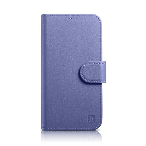 2w1 etui skórzany pokrowiec z klapką iPhone 14 Pro Max Anti-RFID Wallet Case jasnofioletowy ICARER