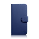 2w1 etui skórzany pokrowiec z klapką iPhone 14 Pro Max Anti-RFID Wallet Case niebieski ICARER