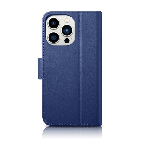 2w1 etui skórzany pokrowiec z klapką iPhone 14 Pro Max Anti-RFID Wallet Case niebieski ICARER 2w1 etui skórzany pokrowiec z klapką iPhone 14 Pro Max Anti-RFID Wallet Case niebieski ICARER