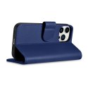 2w1 etui skórzany pokrowiec z klapką iPhone 14 Pro Max Anti-RFID Wallet Case niebieski ICARER