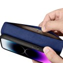 2w1 etui skórzany pokrowiec z klapką iPhone 14 Pro Max Anti-RFID Wallet Case niebieski ICARER