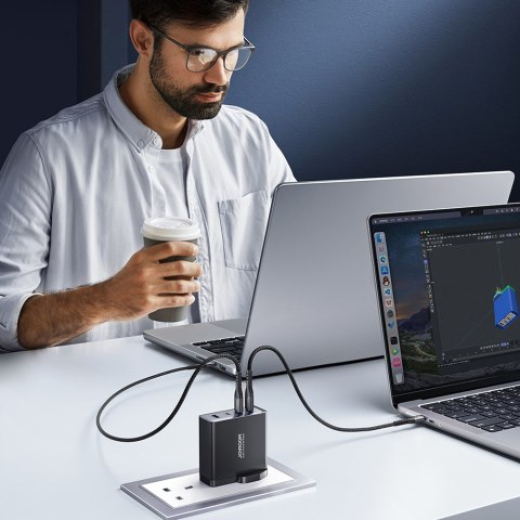 Ładowarka sieciowa GaN 140W wtyczka angielska UK 3x USB-C USB-A + kabel USB-C 1.2m JOYROOM Ładowarka sieciowa GaN 140W wtyczka angielska UK 3x USB-C USB-A + kabel USB-C 1.2m JOYROOM