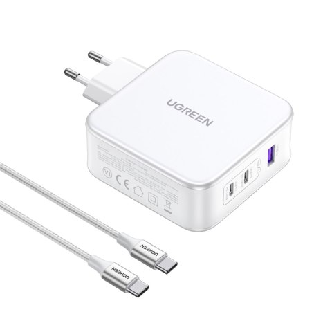 Ładowarka sieciowa GaN Nexode USB-A 2x USB-C 140W + kabel USB-C 1.5m biała UGREEN Ładowarka sieciowa GaN Nexode USB-A 2x USB-C 140W + kabel USB-C 1.5m biała UGREEN
