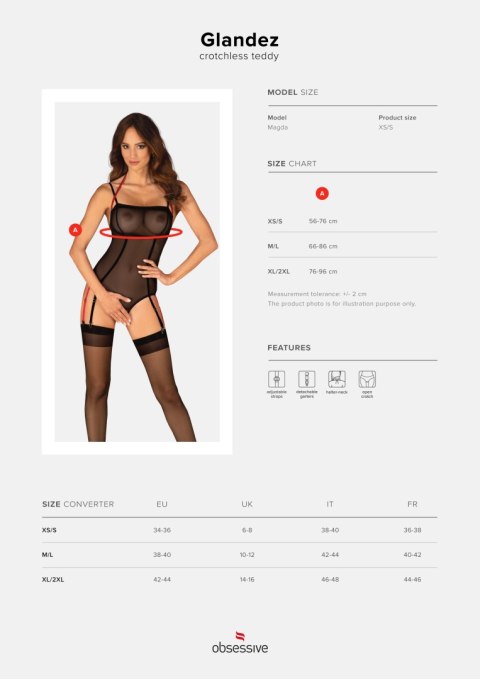 Body Glandez otwarte Czarny XS/S Body Glandez otwarte Czarny XS/S