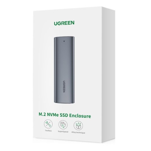 Kieszeń obudowa na dysk SSD M.2 SuperSpeed 10Gbps + kabel USB-C 0.5m szary UGREEN Kieszeń obudowa na dysk SSD M.2 SuperSpeed 10Gbps + kabel USB-C 0.5m szary UGREEN