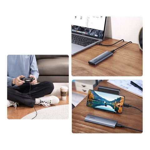Kieszeń obudowa na dysk SSD M.2 SuperSpeed 10Gbps + kabel USB-C 0.5m szary UGREEN Kieszeń obudowa na dysk SSD M.2 SuperSpeed 10Gbps + kabel USB-C 0.5m szary UGREEN