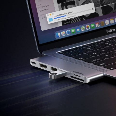 Rozdzielacz portów HUB MacBook Air Pro 2x USB-C HDMI 2x USB 3.0 SD TF PD szary UGREEN Rozdzielacz portów HUB MacBook Air Pro 2x USB-C HDMI 2x USB 3.0 SD TF PD szary UGREEN