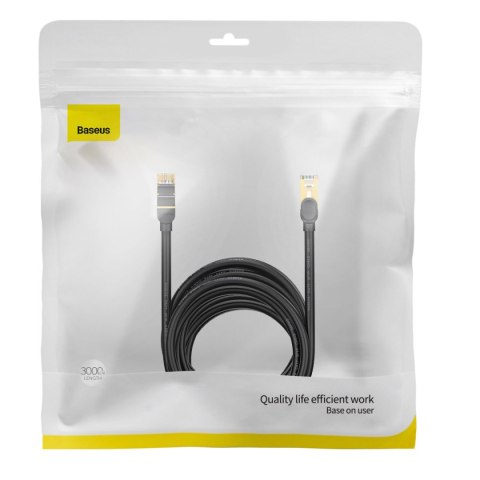 Szybki kabel sieciowy 10Gbps Speed Seven RJ45 30m czarny BASEUS Szybki kabel sieciowy 10Gbps Speed Seven RJ45 30m czarny BASEUS