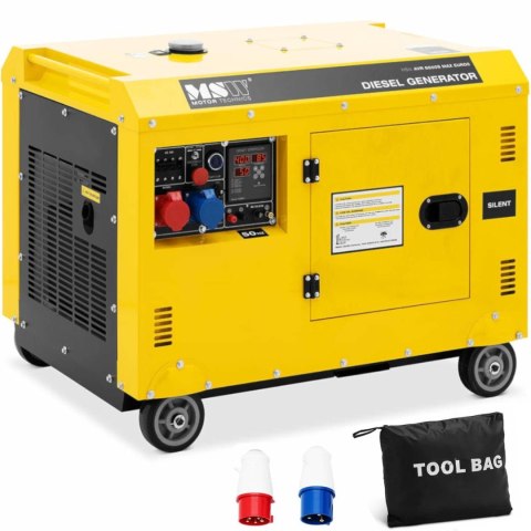 Agregat generator prądotwórczy diesel na kółkach 240/400 V 8500 W 10 kVA 30 l MSW Agregat generator prądotwórczy diesel na kółkach 240/400 V 8500 W 10 kVA 30 l MSW
