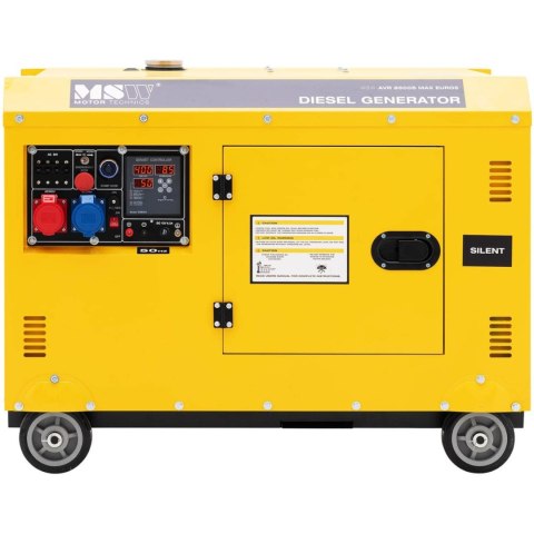 Agregat generator prądotwórczy diesel na kółkach 240/400 V 8500 W 10 kVA 30 l MSW Agregat generator prądotwórczy diesel na kółkach 240/400 V 8500 W 10 kVA 30 l MSW