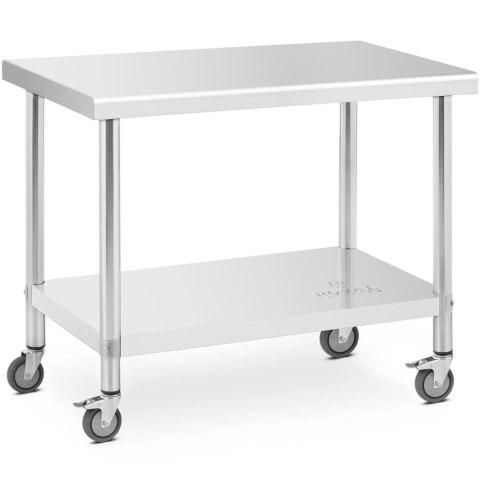 Stół blat roboczy centralny stalowy na kółkach z półką 100 x 60 cm Royal Catering Stół blat roboczy centralny stalowy na kółkach z półką 100 x 60 cm Royal Catering