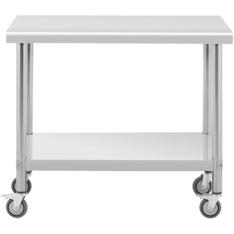 Stół blat roboczy centralny stalowy na kółkach z półką 100 x 60 cm Royal Catering Stół blat roboczy centralny stalowy na kółkach z półką 100 x 60 cm Royal Catering