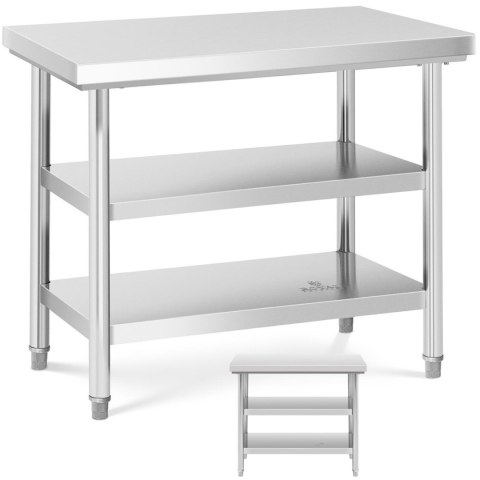 Stół blat roboczy stalowy nierdzewny z 2 półkami 100x70cm Royal Catering Stół blat roboczy stalowy nierdzewny z 2 półkami 100x70cm Royal Catering