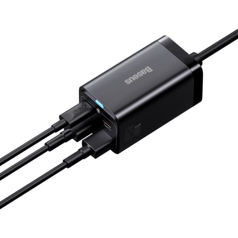 Szybka ładowarka sieciowa GaN3 Pro 2x USB-C / 2x USB 65W PD QC + kabel USB-C 1m czarny BASEUS Szybka ładowarka sieciowa GaN3 Pro 2x USB-C / 2x USB 65W PD QC + kabel USB-C 1m czarny BASEUS