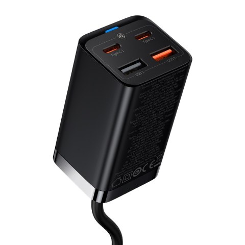 Szybka ładowarka sieciowa GaN3 Pro 2x USB-C / 2x USB 65W PD QC + kabel USB-C 1m czarny BASEUS Szybka ładowarka sieciowa GaN3 Pro 2x USB-C / 2x USB 65W PD QC + kabel USB-C 1m czarny BASEUS