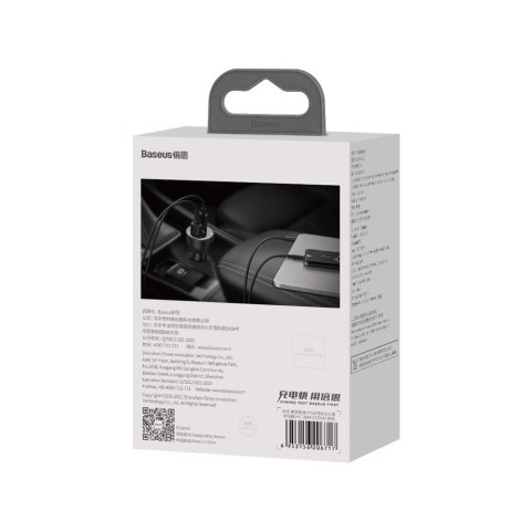 Szybka mocna ładowarka samochodowa USB / USB-C PPS QC PD 100W czarny BASEUS Szybka mocna ładowarka samochodowa USB / USB-C PPS QC PD 100W czarny BASEUS