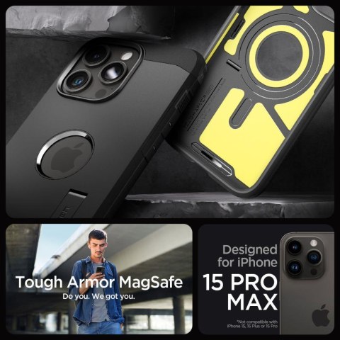 Etui Tough Armor MagSafe na iPhone 15 Pro Max czarne SPIGEN Etui Tough Armor MagSafe na iPhone 15 Pro Max czarne SPIGEN