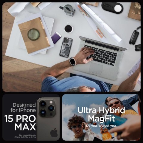 Etui Ultra Hybrid Mag z MagSafe na iPhone 15 Pro Max szaro-czarne SPIGEN Etui Ultra Hybrid Mag z MagSafe na iPhone 15 Pro Max szaro-czarne SPIGEN