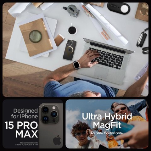 Etui Ultra Hybrid Mag z MagSafe na iPhone 15 Pro Max złote SPIGEN Etui Ultra Hybrid Mag z MagSafe na iPhone 15 Pro Max złote SPIGEN