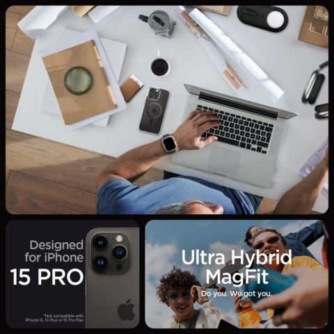 Etui Ultra Hybrid Mag z MagSafe na iPhone 15 Pro szare SPIGEN Etui Ultra Hybrid Mag z MagSafe na iPhone 15 Pro szare SPIGEN