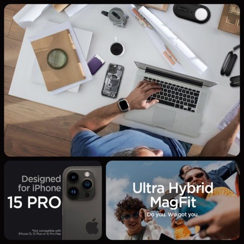 Etui Ultra Hybrid Mag z MagSafe na iPhone 15 Pro szaro-czarne SPIGEN Etui Ultra Hybrid Mag z MagSafe na iPhone 15 Pro szaro-czarne SPIGEN
