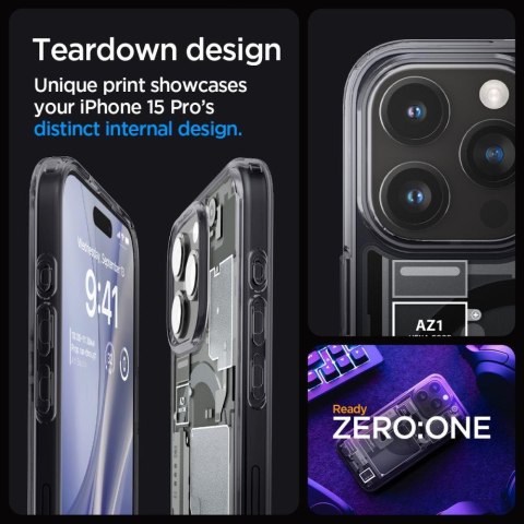 Etui Ultra Hybrid Mag z MagSafe na iPhone 15 Pro szaro-czarne SPIGEN Etui Ultra Hybrid Mag z MagSafe na iPhone 15 Pro szaro-czarne SPIGEN