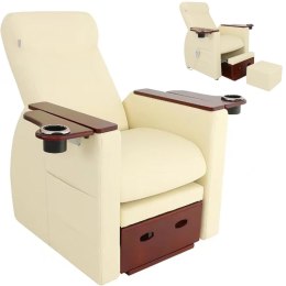 Fotel podologiczny do pedicure spa elektryczny z wysuwanym podestem RECIFE - beżowy Physa