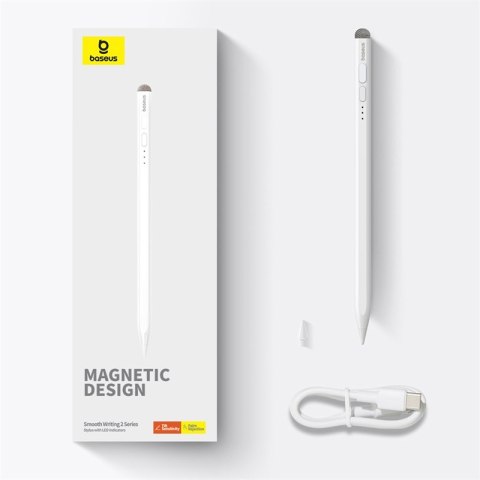 Rysik stylus do iPad z aktywną wymienną końcówką Smooth Writing 2 z kablem USB-C biały BASEUS Rysik stylus do iPad z aktywną wymienną końcówką Smooth Writing 2 z kablem USB-C biały BASEUS