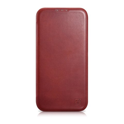 Skórzane etui iPhone 14 Plus z klapką magnetyczne MagSafe CE Oil Wax Premium Leather bordowy ICARER Skórzane etui iPhone 14 Plus z klapką magnetyczne MagSafe CE Oil Wax Premium Leather bordowy ICARER