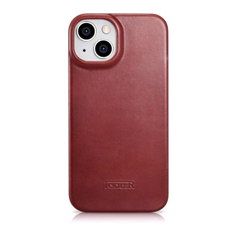 Skórzane etui iPhone 14 Plus z klapką magnetyczne MagSafe CE Oil Wax Premium Leather bordowy ICARER Skórzane etui iPhone 14 Plus z klapką magnetyczne MagSafe CE Oil Wax Premium Leather bordowy ICARER