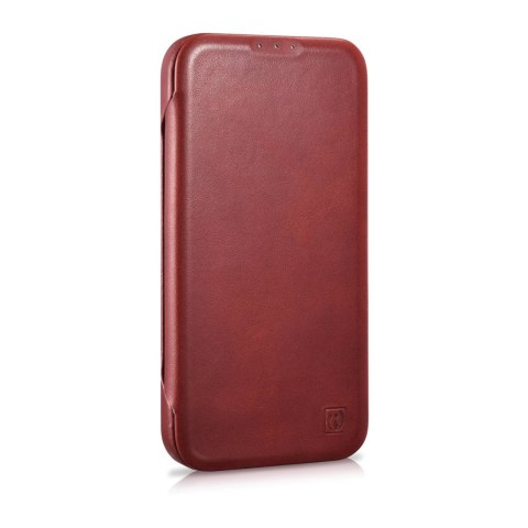 Skórzane etui iPhone 14 Plus z klapką magnetyczne MagSafe CE Oil Wax Premium Leather bordowy ICARER Skórzane etui iPhone 14 Plus z klapką magnetyczne MagSafe CE Oil Wax Premium Leather bordowy ICARER