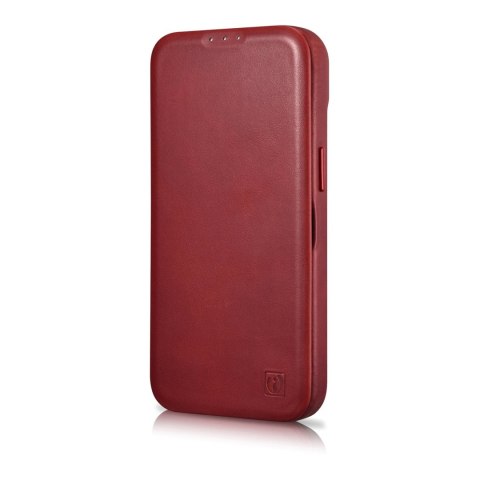 Skórzane etui iPhone 14 Plus z klapką magnetyczne MagSafe CE Oil Wax Premium Leather bordowy ICARER Skórzane etui iPhone 14 Plus z klapką magnetyczne MagSafe CE Oil Wax Premium Leather bordowy ICARER