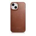 Skórzane etui iPhone 14 Plus z klapką magnetyczne MagSafe CE Oil Wax Premium Leather brązowy ICARER