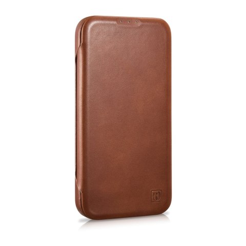 Skórzane etui iPhone 14 Plus z klapką magnetyczne MagSafe CE Oil Wax Premium Leather brązowy ICARER Skórzane etui iPhone 14 Plus z klapką magnetyczne MagSafe CE Oil Wax Premium Leather brązowy ICARER