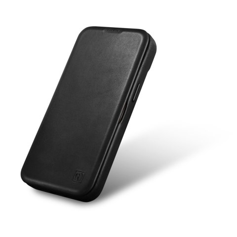 Skórzane etui iPhone 14 Plus z klapką magnetyczne MagSafe CE Oil Wax Premium Leather czarny ICARER Skórzane etui iPhone 14 Plus z klapką magnetyczne MagSafe CE Oil Wax Premium Leather czarny ICARER