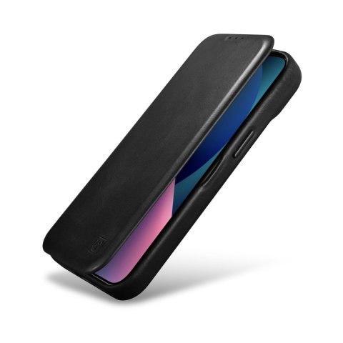Skórzane etui iPhone 14 Plus z klapką magnetyczne MagSafe CE Oil Wax Premium Leather czarny ICARER Skórzane etui iPhone 14 Plus z klapką magnetyczne MagSafe CE Oil Wax Premium Leather czarny ICARER