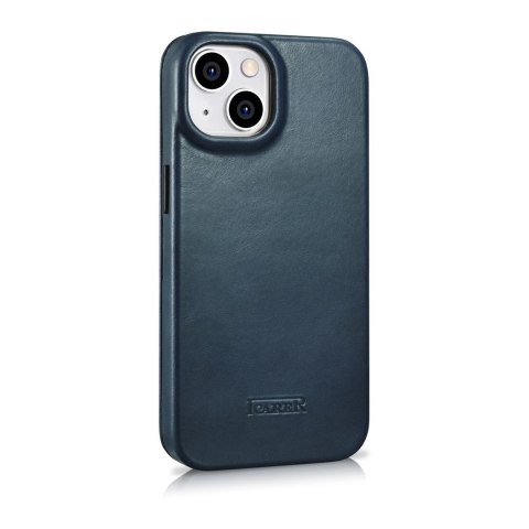 Skórzane etui iPhone 14 Plus z klapką magnetyczne MagSafe CE Oil Wax Premium Leather granatowy ICARER Skórzane etui iPhone 14 Plus z klapką magnetyczne MagSafe CE Oil Wax Premium Leather granatowy ICARER