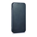 Skórzane etui iPhone 14 Plus z klapką magnetyczne MagSafe CE Oil Wax Premium Leather granatowy ICARER