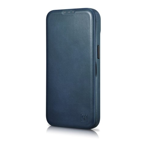 Skórzane etui iPhone 14 Plus z klapką magnetyczne MagSafe CE Oil Wax Premium Leather granatowy ICARER Skórzane etui iPhone 14 Plus z klapką magnetyczne MagSafe CE Oil Wax Premium Leather granatowy ICARER