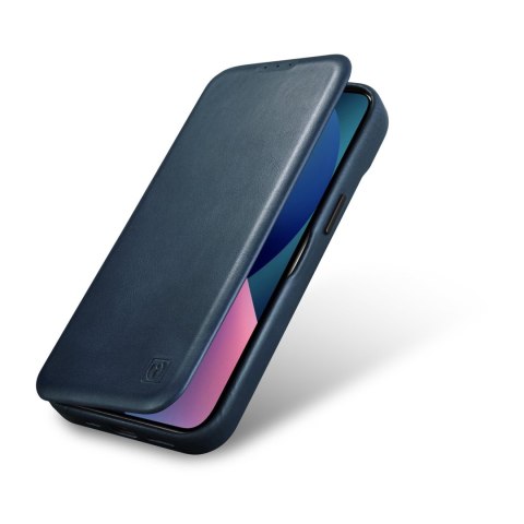 Skórzane etui iPhone 14 Plus z klapką magnetyczne MagSafe CE Oil Wax Premium Leather granatowy ICARER Skórzane etui iPhone 14 Plus z klapką magnetyczne MagSafe CE Oil Wax Premium Leather granatowy ICARER