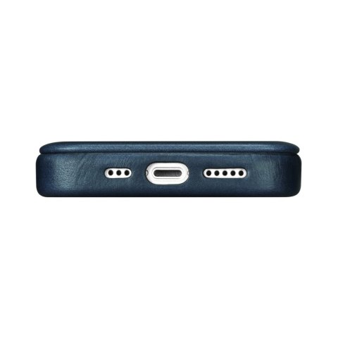 Skórzane etui iPhone 14 Plus z klapką magnetyczne MagSafe CE Oil Wax Premium Leather granatowy ICARER Skórzane etui iPhone 14 Plus z klapką magnetyczne MagSafe CE Oil Wax Premium Leather granatowy ICARER