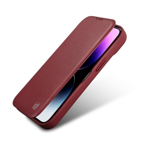 Skórzane etui iPhone 14 Plus z klapką magnetyczne MagSafe CE Premium Leather bordowy ICARER Skórzane etui iPhone 14 Plus z klapką magnetyczne MagSafe CE Premium Leather bordowy ICARER