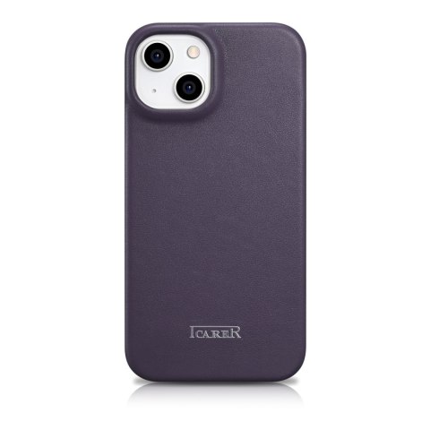 Skórzane etui iPhone 14 Plus z klapką magnetyczne MagSafe CE Premium Leather fioletowy ICARER Skórzane etui iPhone 14 Plus z klapką magnetyczne MagSafe CE Premium Leather fioletowy ICARER
