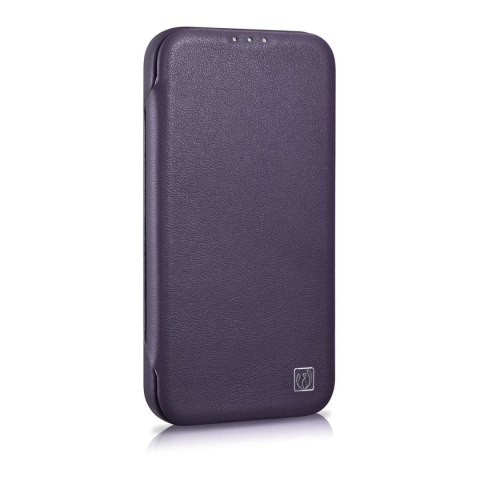 Skórzane etui iPhone 14 Plus z klapką magnetyczne MagSafe CE Premium Leather fioletowy ICARER Skórzane etui iPhone 14 Plus z klapką magnetyczne MagSafe CE Premium Leather fioletowy ICARER