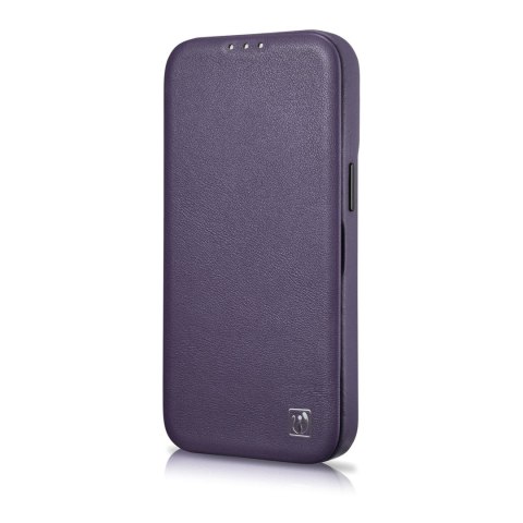 Skórzane etui iPhone 14 Plus z klapką magnetyczne MagSafe CE Premium Leather fioletowy ICARER Skórzane etui iPhone 14 Plus z klapką magnetyczne MagSafe CE Premium Leather fioletowy ICARER