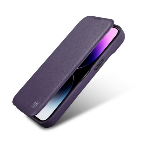 Skórzane etui iPhone 14 Plus z klapką magnetyczne MagSafe CE Premium Leather fioletowy ICARER Skórzane etui iPhone 14 Plus z klapką magnetyczne MagSafe CE Premium Leather fioletowy ICARER