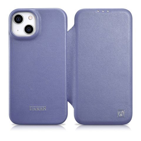 Skórzane etui iPhone 14 Plus z klapką magnetyczne MagSafe CE Premium Leather jasno fioletowy ICARER Skórzane etui iPhone 14 Plus z klapką magnetyczne MagSafe CE Premium Leather jasno fioletowy ICARER
